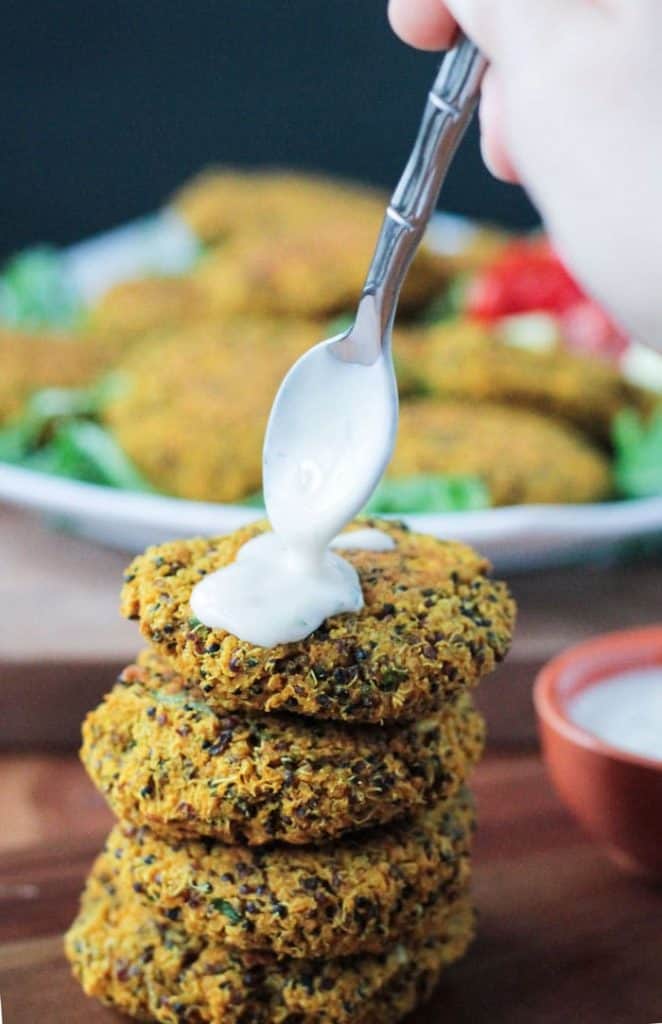 Baked Red Lentil Quinoa Fritters 