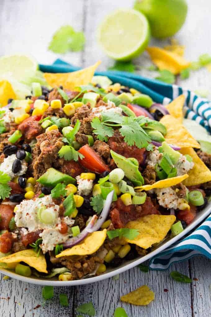 Veganer Taco Salat mit Linsen Walnussfleisch