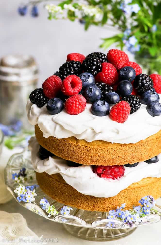 Gluten-Free Vegan Vanilla Cake with Summer Berries 