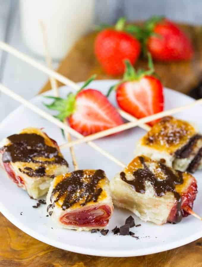 Chocolate Strawberry Puff Pastry Pops