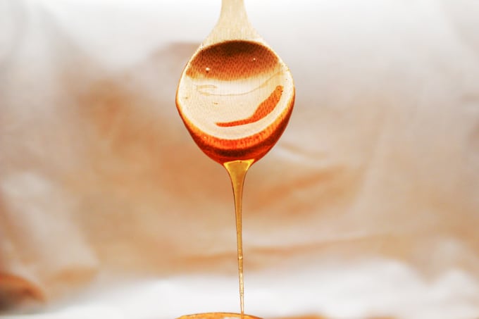 honey on a wooden spoon