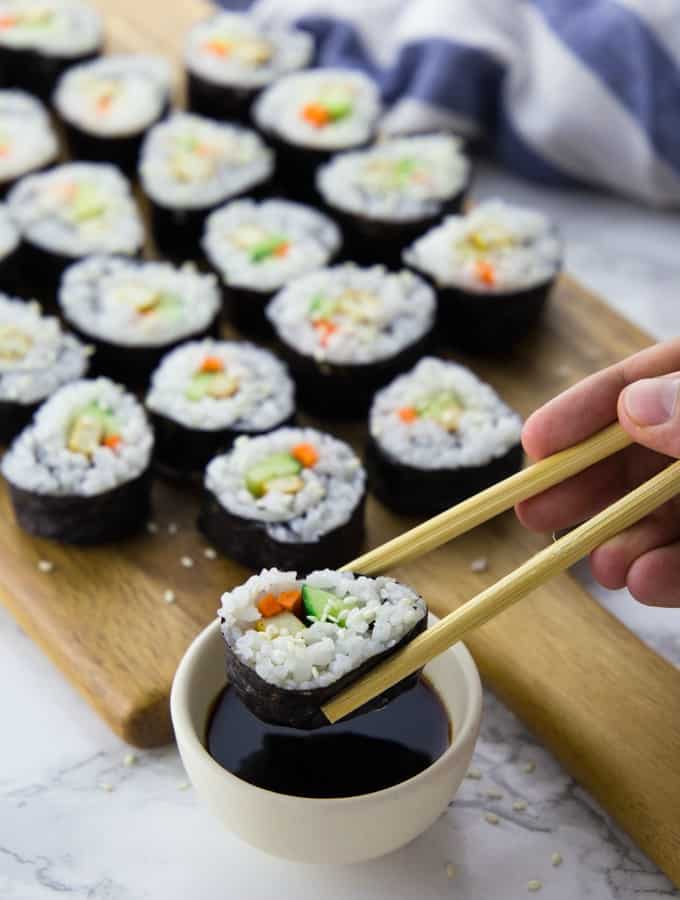 Shiitake Mushroom Sushi - Easy Vegan Sushi Recipe - Rooty Fruity Vegan