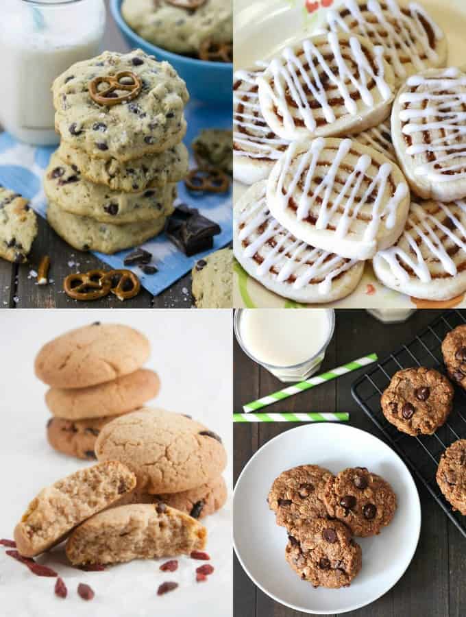 a collage of four vegan cookie recipes 