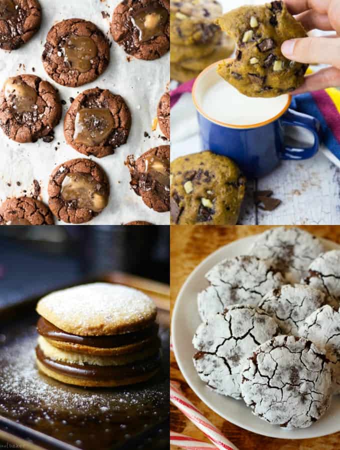 a collage of four vegan cookie recipes