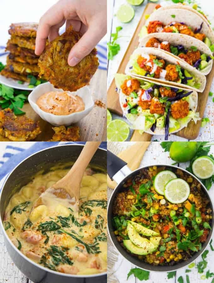 a collage of four vegan recipes that are the best vegan recipes of 2018