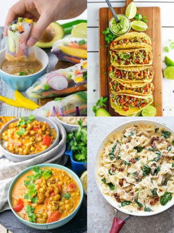 a collage of four veg recipes