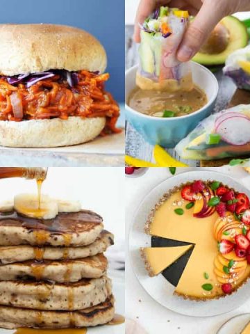 a collage of four vegan recipes
