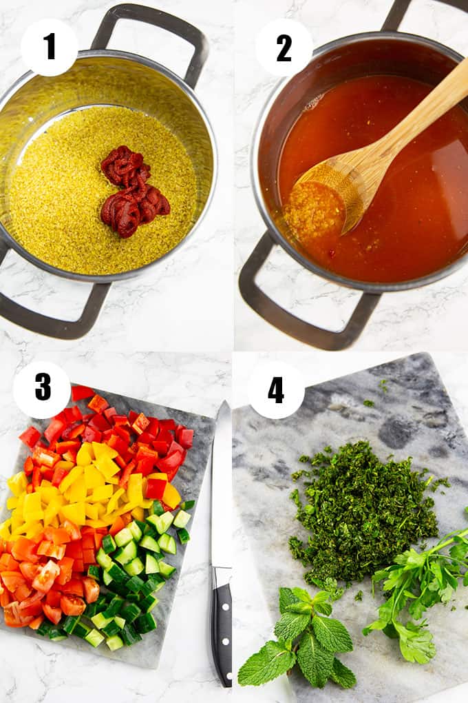 a collage of four step-by-step photos that show how to make this recipe 