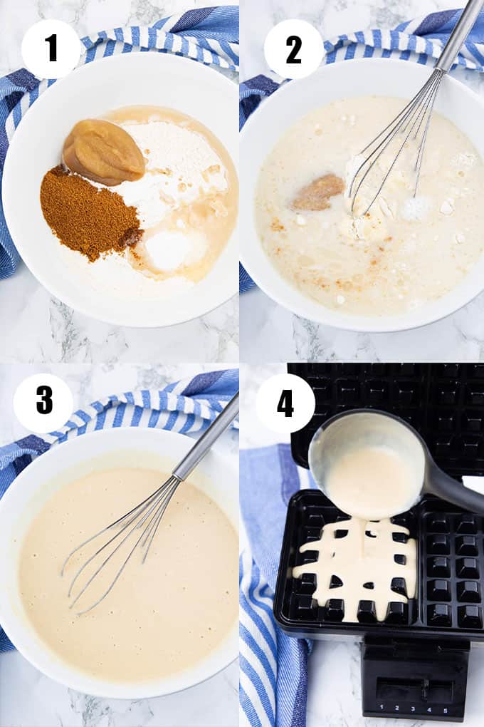 a collage of four step-by-step photos showing how to make this recipe 