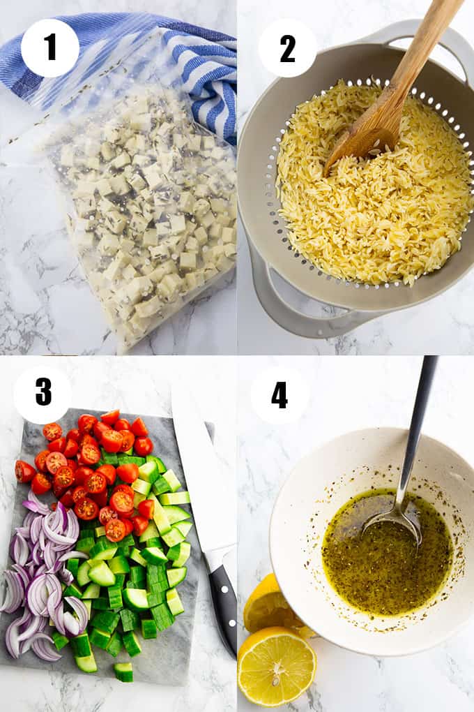a collage of four photos showing how to make this recipe 