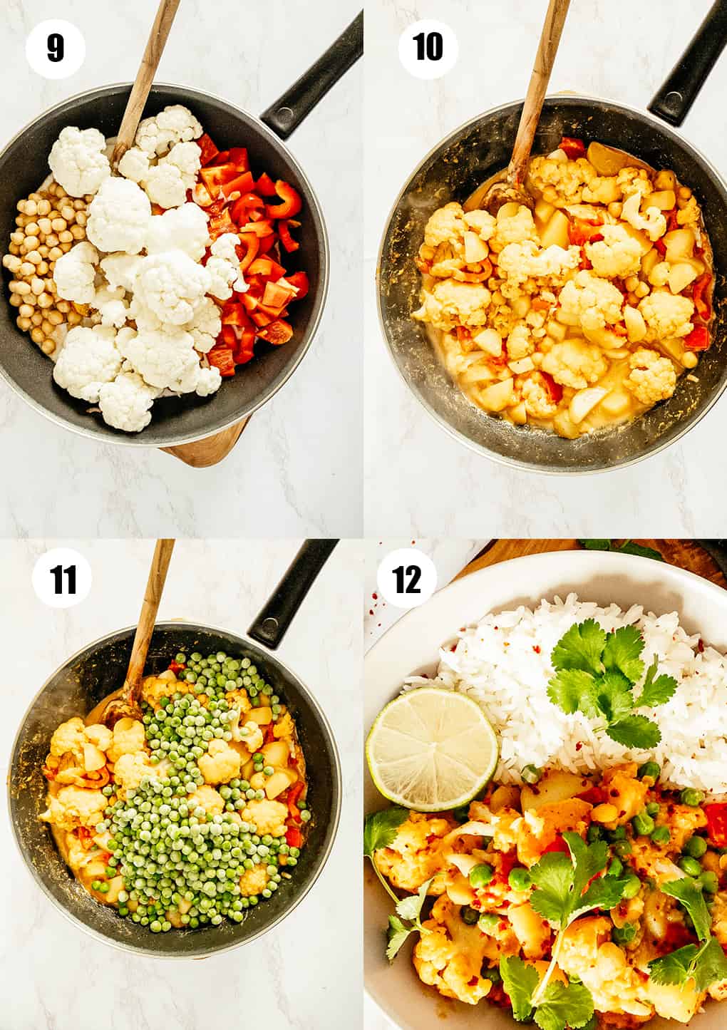 a collage of four step-by-step photos that show the preparation of this recipe 