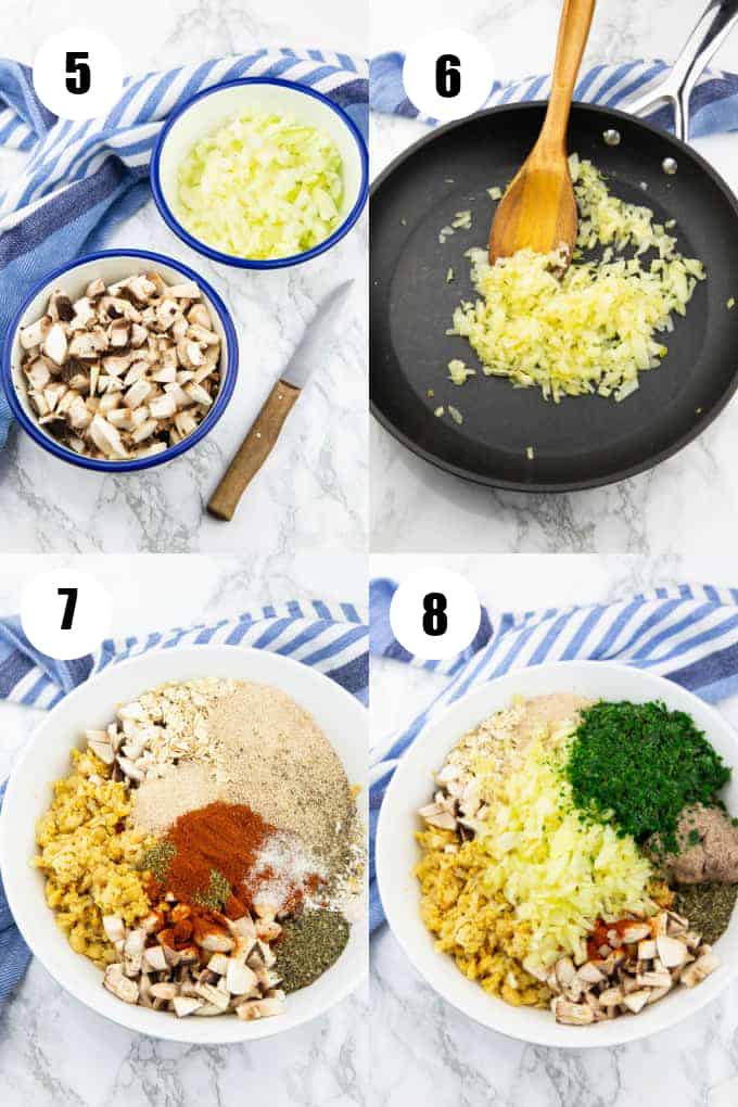 a collage of four step-by-step photos that show the preparation of this recipe 