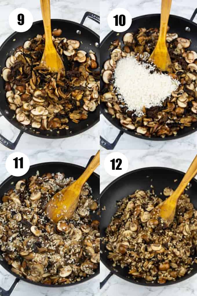 a collage of four step-by-step photos that show the preparation of this recipe