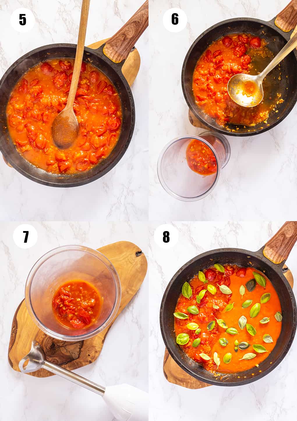 a collage of four photos that show the preparation of this recipe 