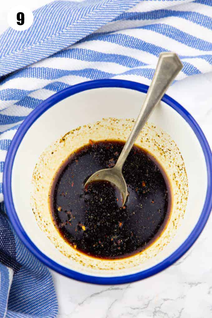 the sauce that is used for this recipe in a small bowl with a spoon 