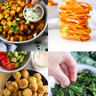 a collage of four vegan air fryer recipes