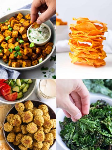 a collage of four vegan air fryer recipes