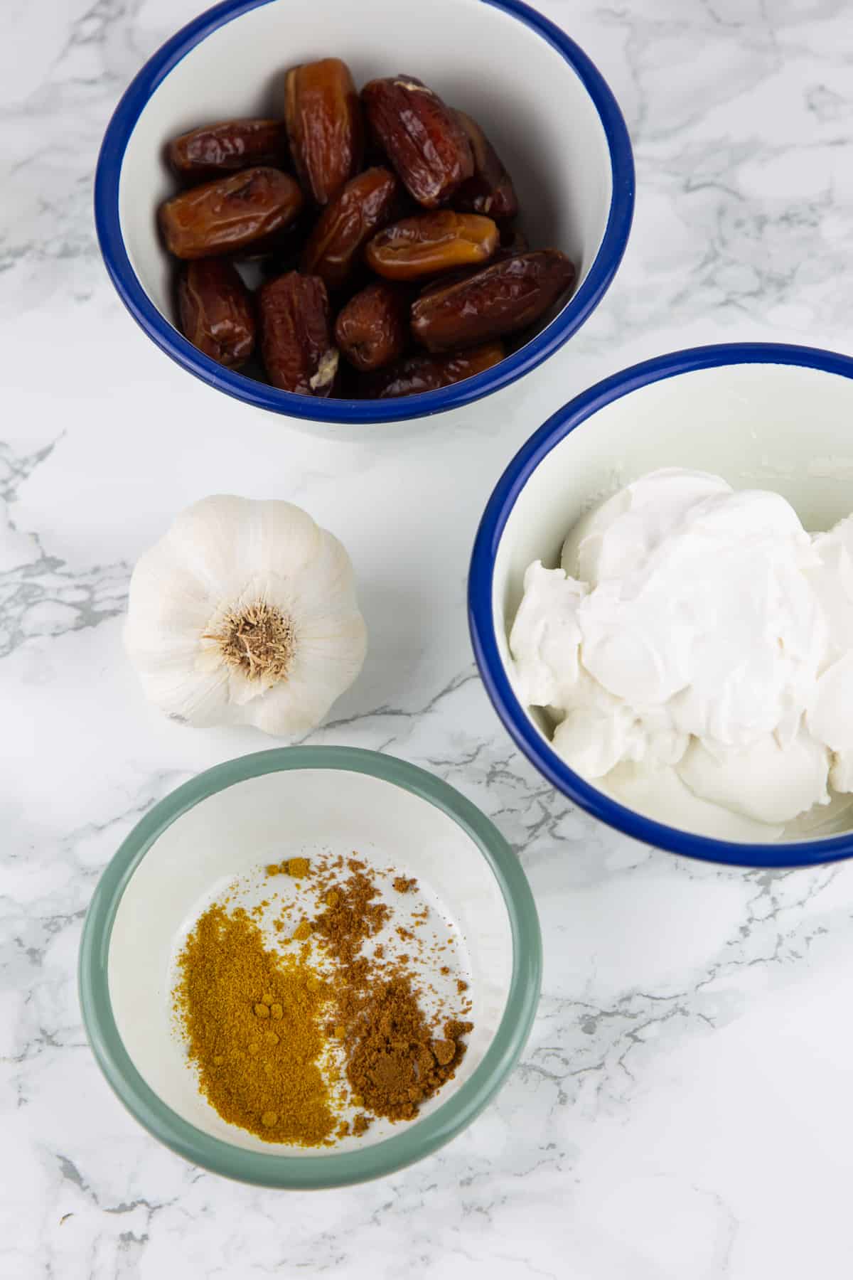 ingredients that go into this recipe on a marble countertop 