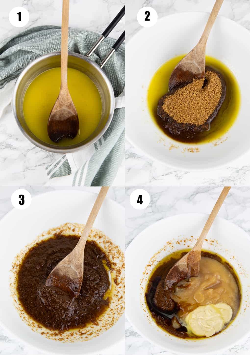 a collage of four step-by-step photos that show how to make this recipe