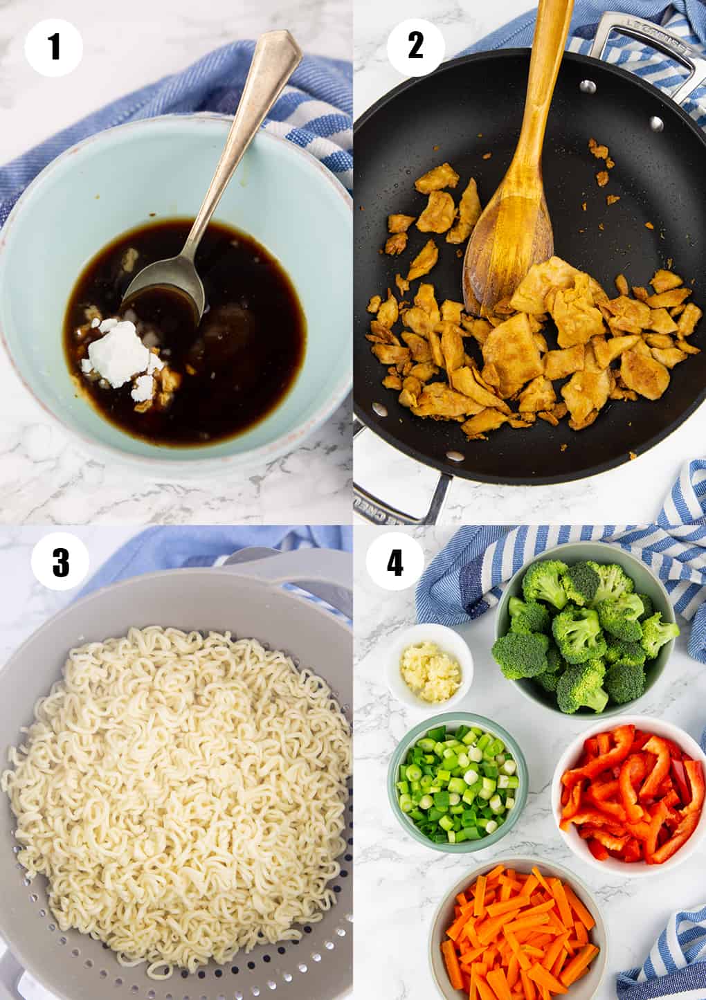 a collage with four step-by-step photos that show how to make this recipe 