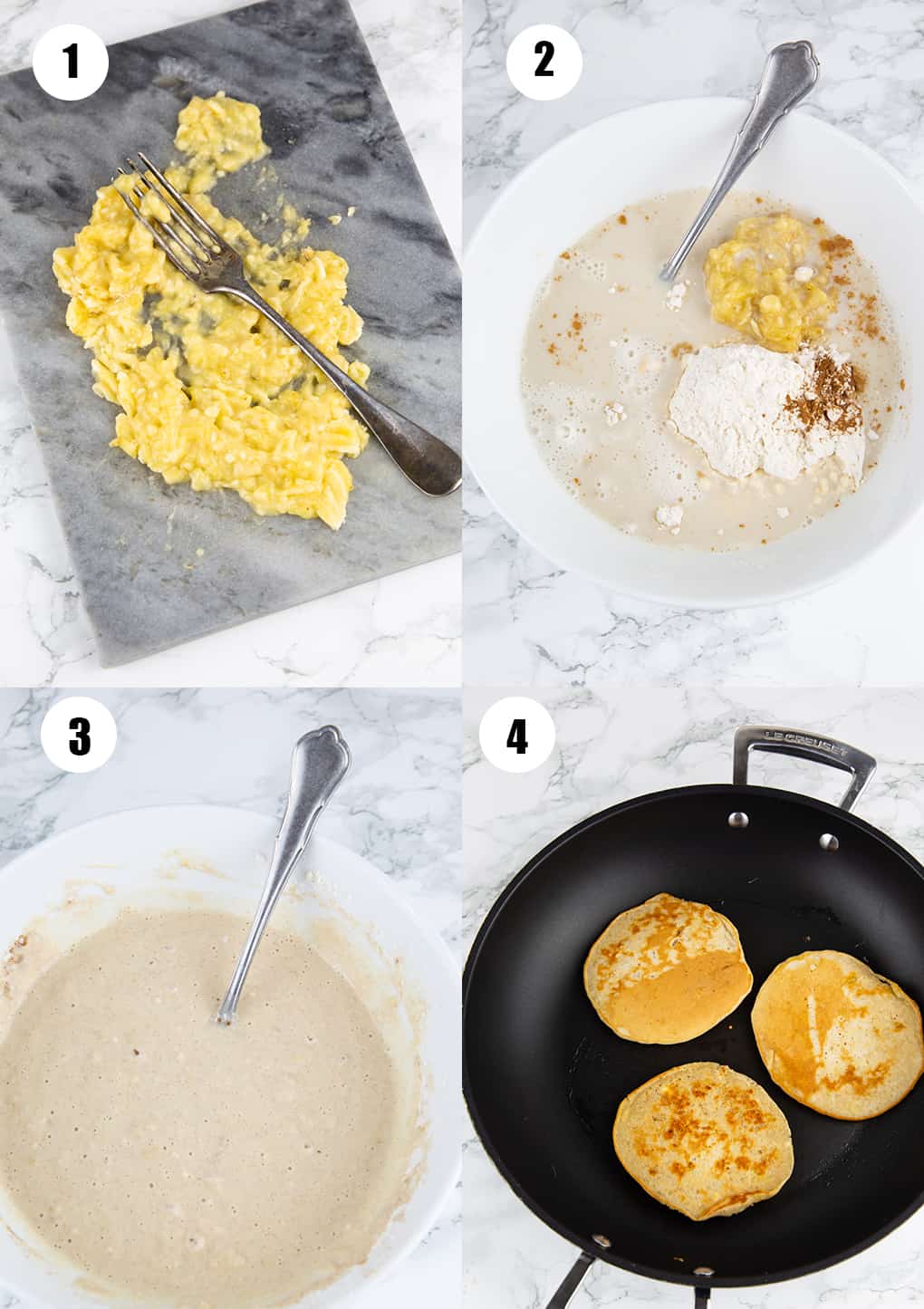 a collage of four step-by-step photos that show how to make this recipe