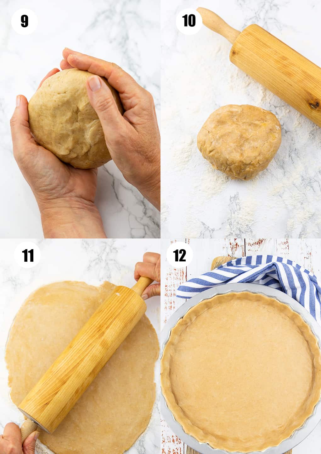 a collage of four photos that show the preparation of this recipe