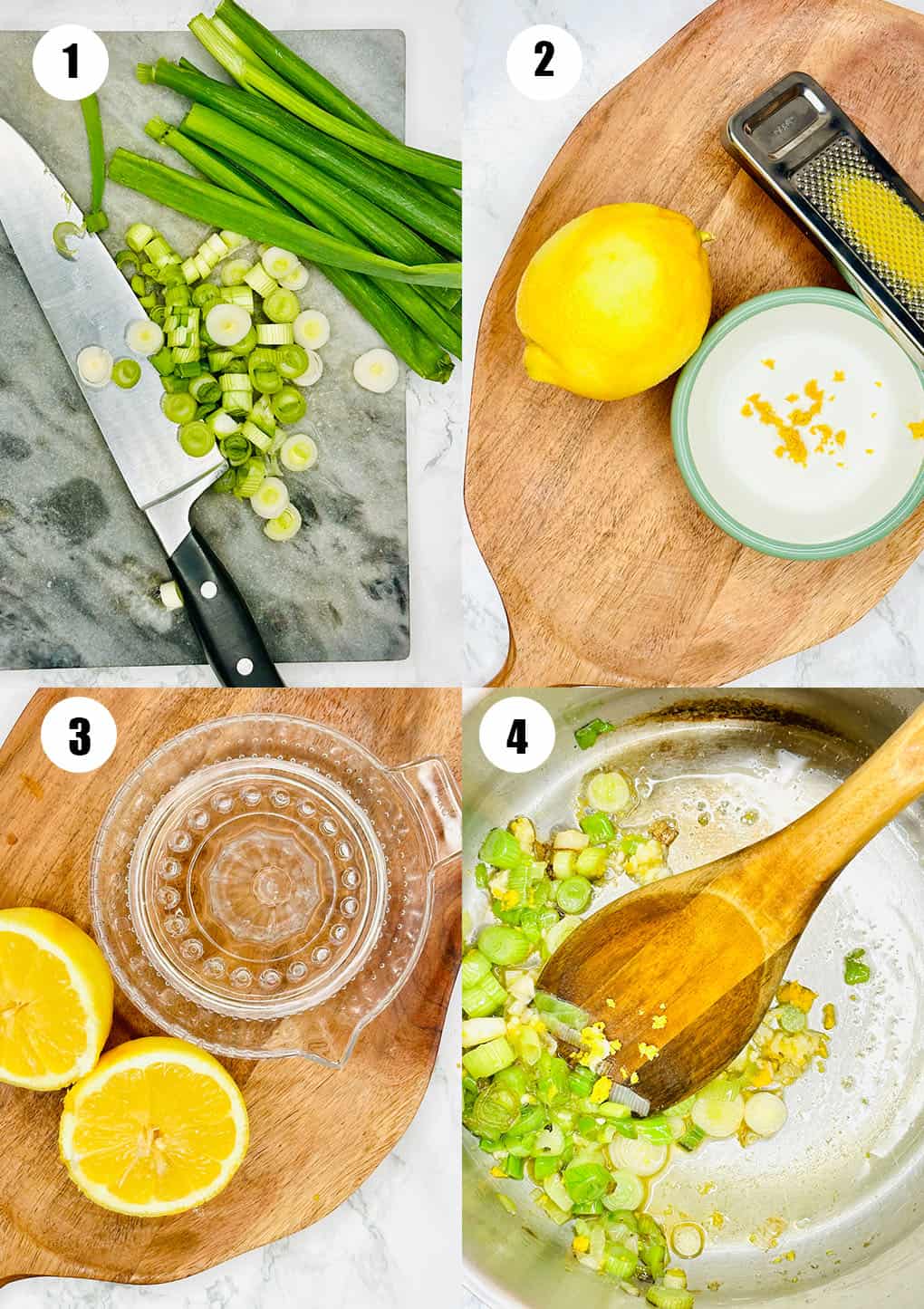 a collage of four photos that show how to make this recipe 