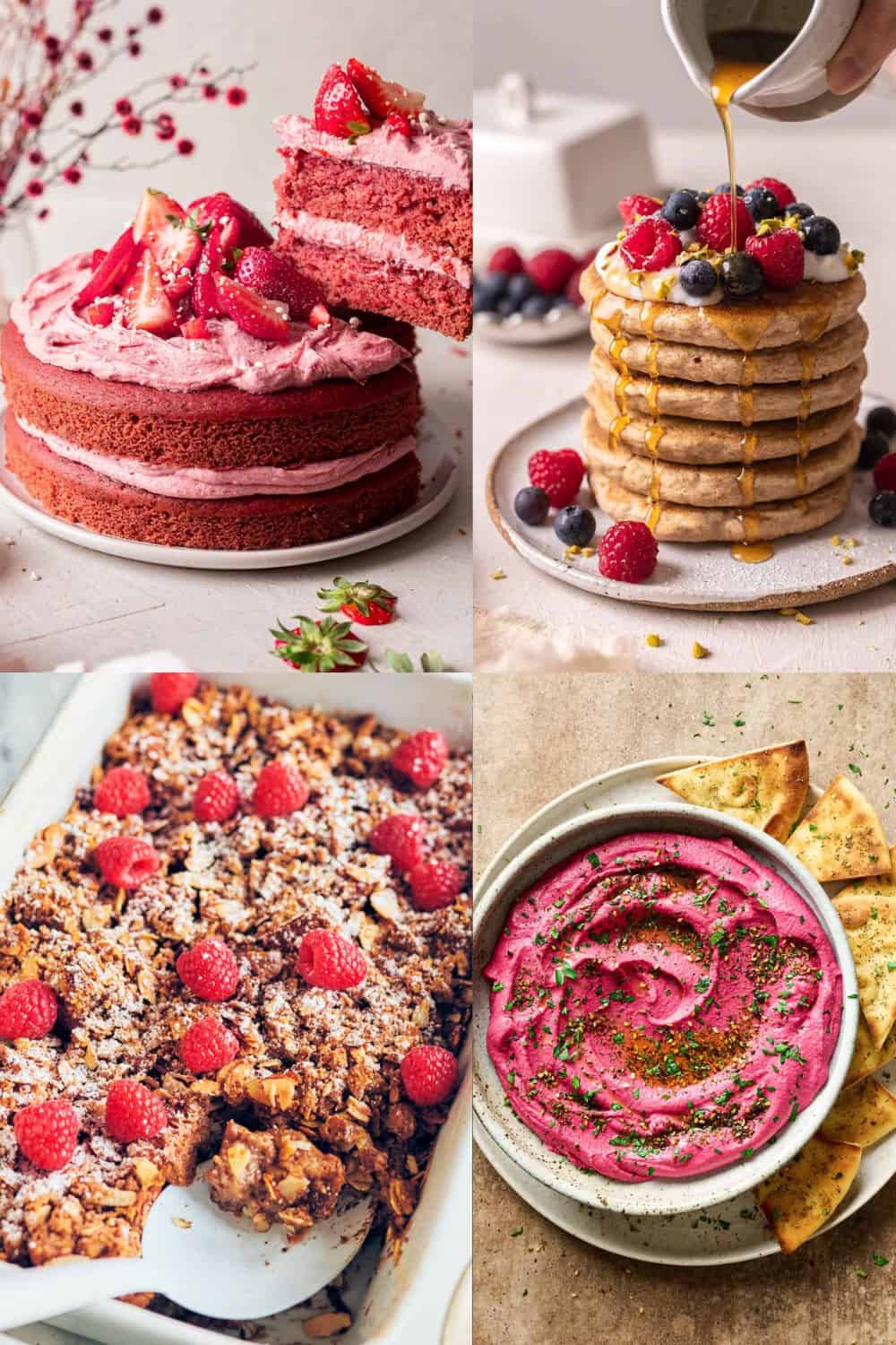 a collage of four vegan Mother's Day recipes 