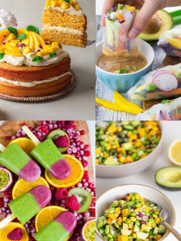 a collage of four vegan summer recipes