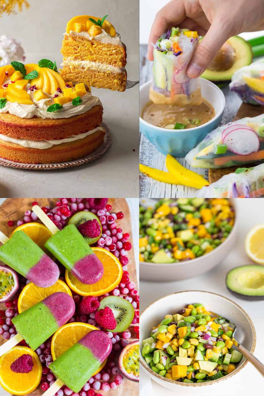 a collage of four vegan summer recipes 
