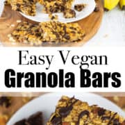 a collage of two photos of vegan granola bars with a text overlay