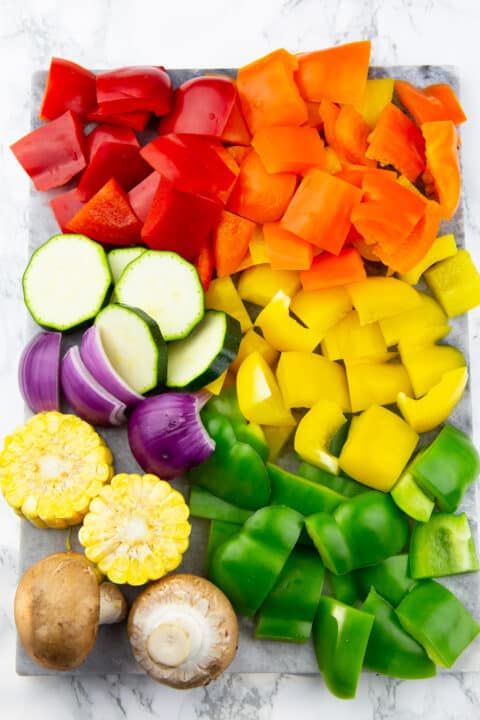 chopped vegetables on a chopping board