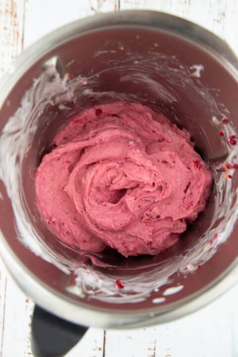 raspberry ice cream in a blender 